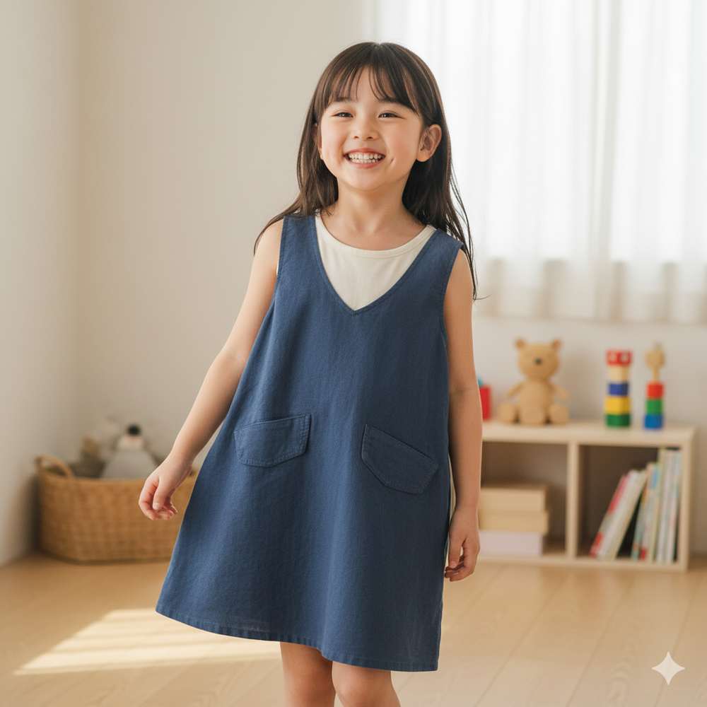 背心裙-燈芯絨-藍色