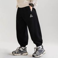 babybody - 腰鬆緊休閒運動束口長褲-拉鍊口袋-黑色