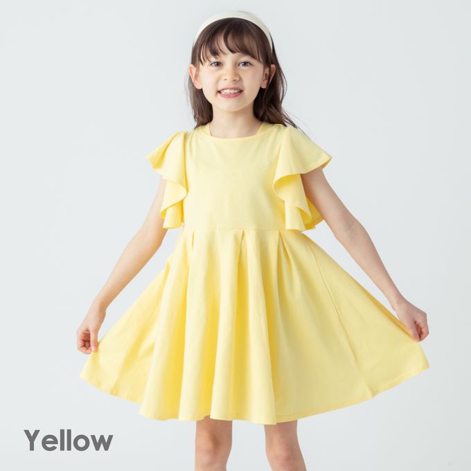 日本 evercloset - 波浪荷葉短袖浪漫洋裝-黑白條紋