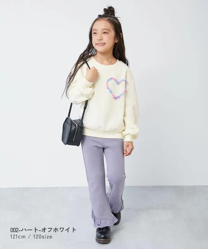 日本 devirock - 裏起毛蕾絲愛心長袖上衣-灰