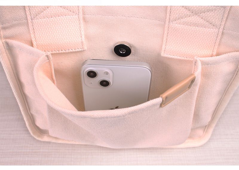 大容量帆布手提包/便當袋-粉色 (22x14.5x23cm)