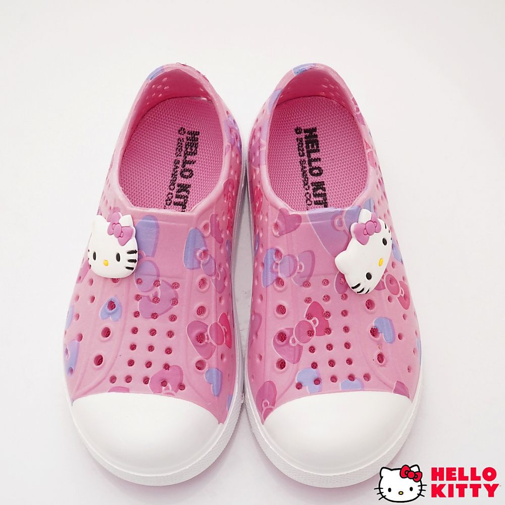 HELLO KITTY-印花洞洞休閒便鞋-823627粉(中小童段)-休閒鞋-粉