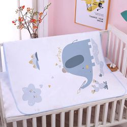 Vanibaby - 防水墊 70*90cm純棉防水透氣隔尿墊(適合90~120cm長的嬰兒床)-小象款