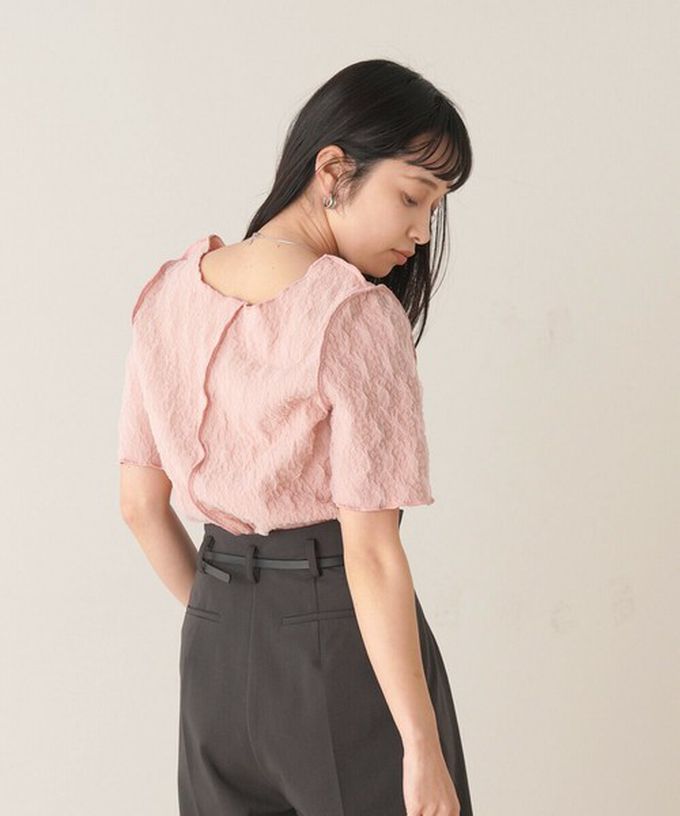 日本 Bab - 前後穿清爽皺褶短袖上衣-薄荷