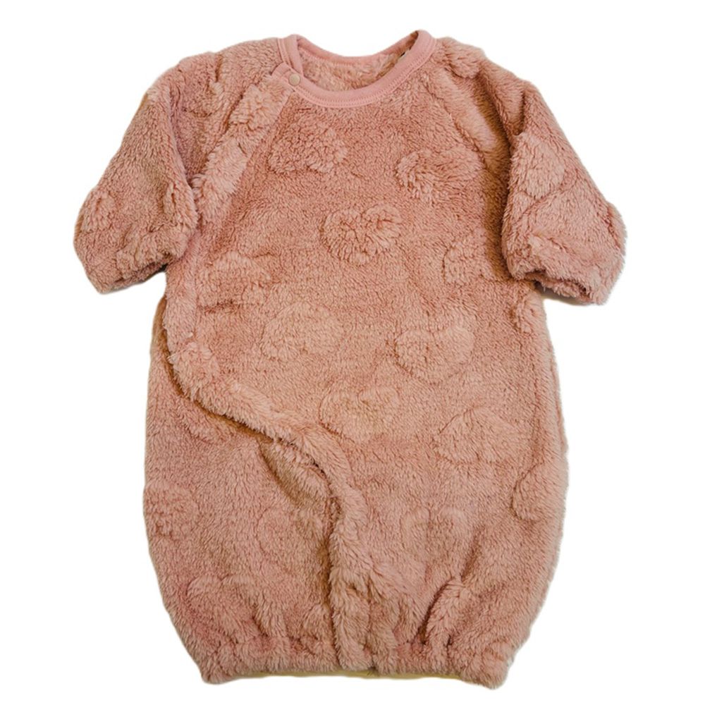 刷毛連身衣-愛心-粉紅色 (50~60cm)