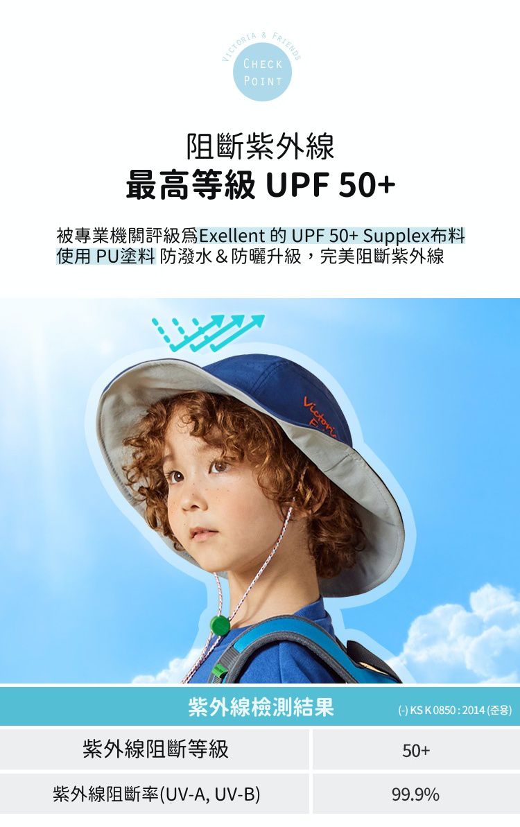 韓國 Victoria & Friends - UPF 50+ 防潑水透氣軟鋼絲遮陽帽(附口哨)-草莓粉