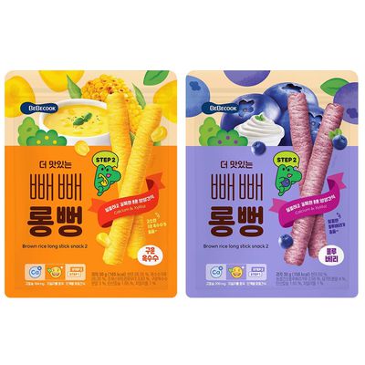 BEBECOOK 寶膳 - 嬰幼兒初食綿綿貝貝棒-二入組-炙燒玉米*1+藍莓優格*1