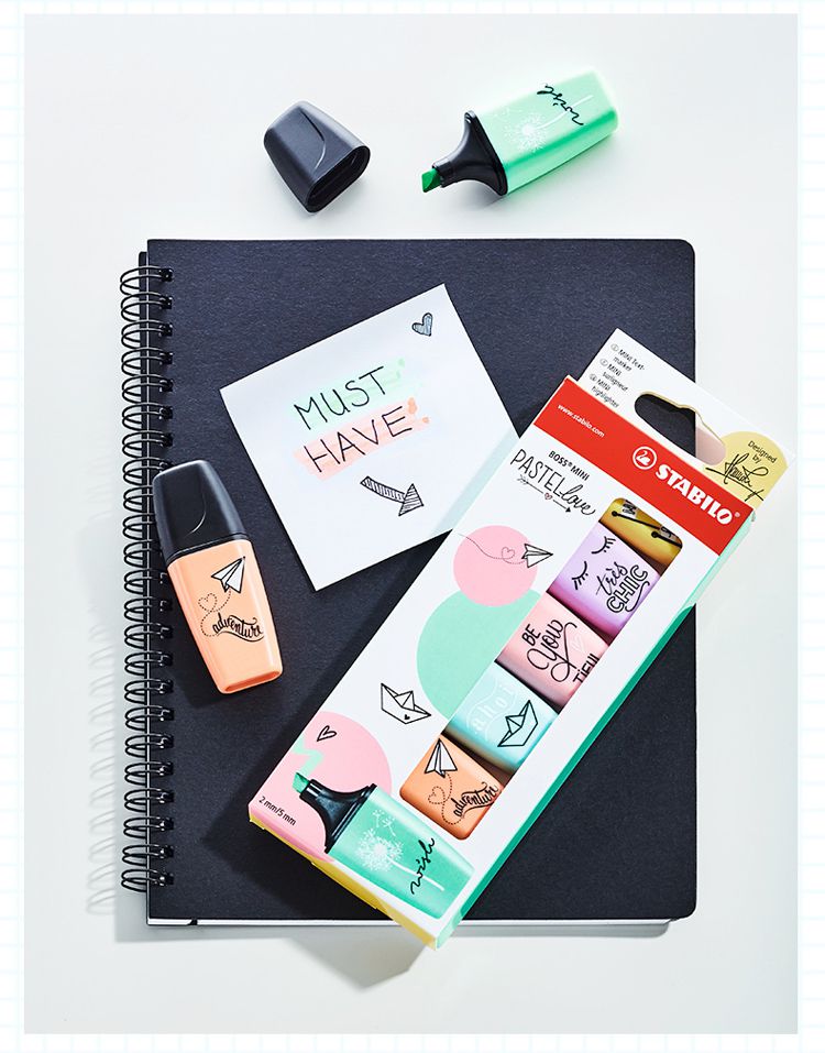 STABILO思筆樂 - 波士馬卡龍色系迷你螢光筆3色(淡薄荷綠/淡桃色/淡紫色)