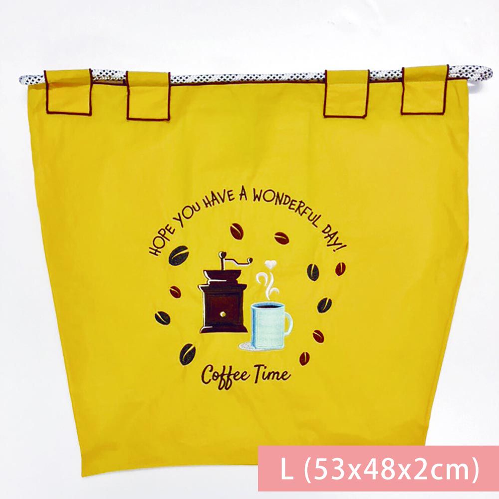 日本女裝代購 - eightbegin 粗繩刺繡購物袋/托特袋-咖啡時光-黃 (L(53x48x2cm))