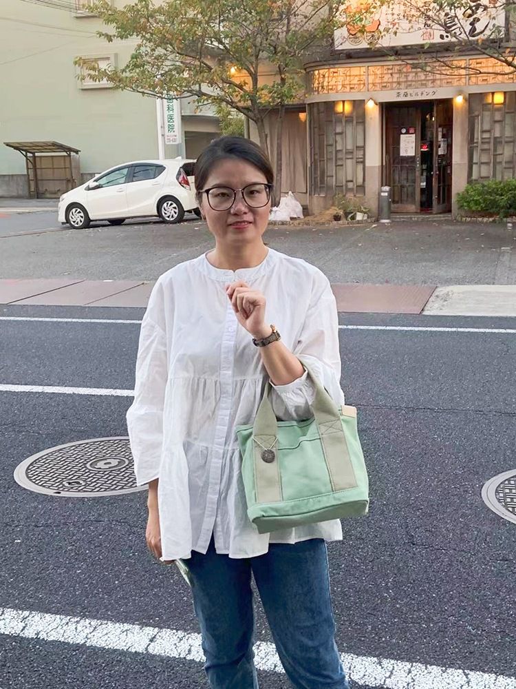 加厚大容量帆布手提包/便當袋-深藍色 (23x15x21cm)