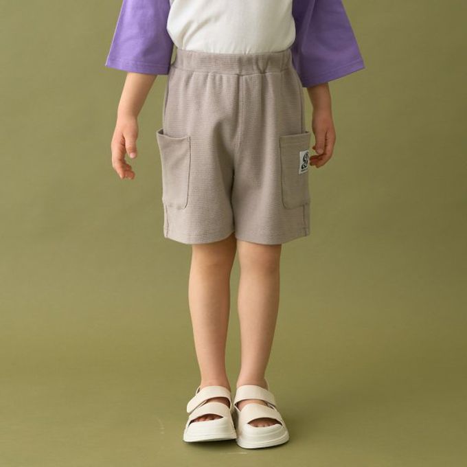 日本 b-ROOM - 柔款彈性大口袋素色短褲(4分丈)-海軍藍