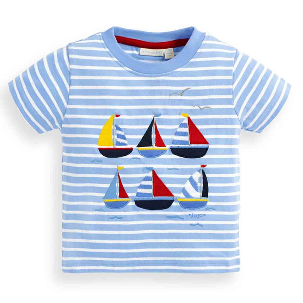 英國 JoJo Maman BeBe - 嬰幼兒/兒童100% 純棉短袖上衣-帆船季