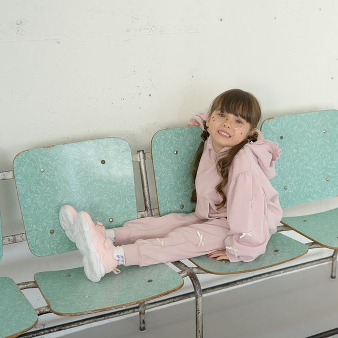 日本 Lycee mine - 蝴蝶結袖荷葉邊少女連帽外套-霧藍