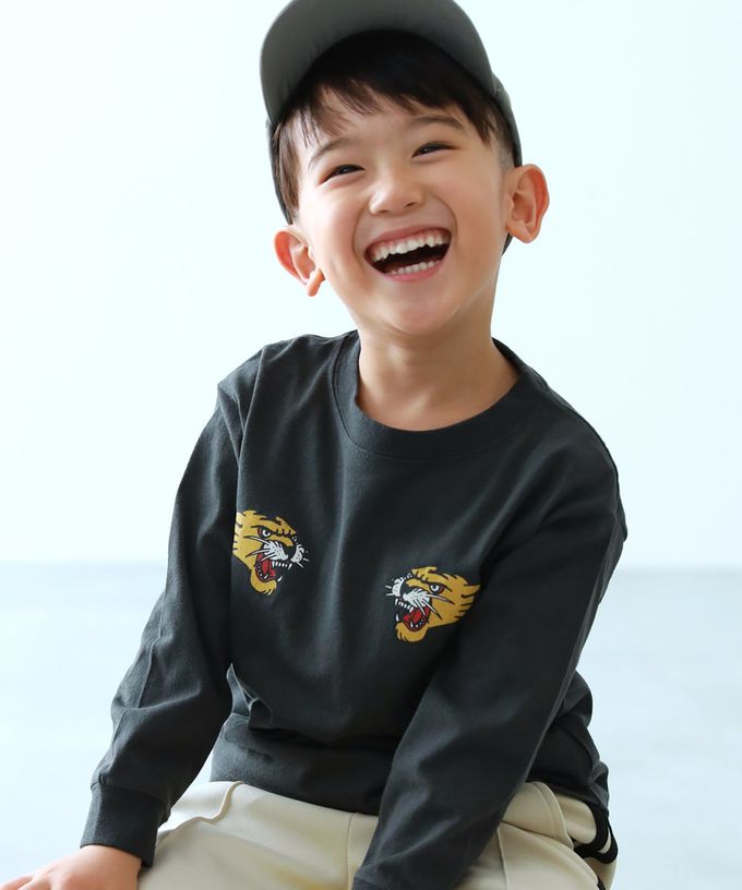 日本 devirock - 100%棉 定番印花長袖T恤-背後薯條-淺灰