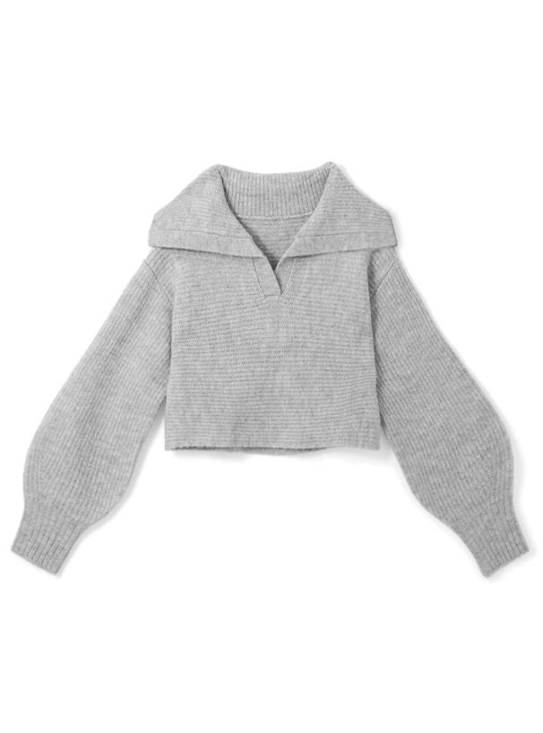 日本 GRL - 小V領畦編短版針織上衣-珊瑚粉 (F)