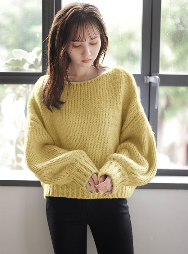 日本 GRL - 聯名款 慵懶麻花編織毛衣-活力橘