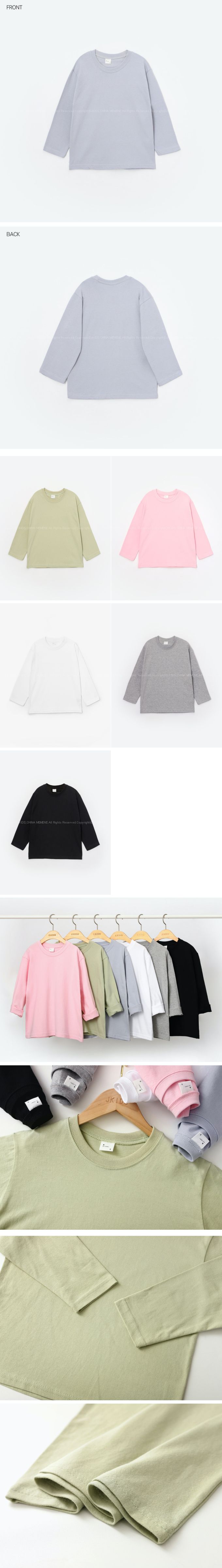 韓國 J KIDS - 純棉素面長袖上衣-灰