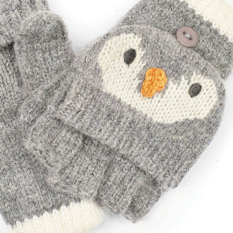 英國 JoJo Maman BeBe - 保暖細緻羊毛手套-灰企鵝