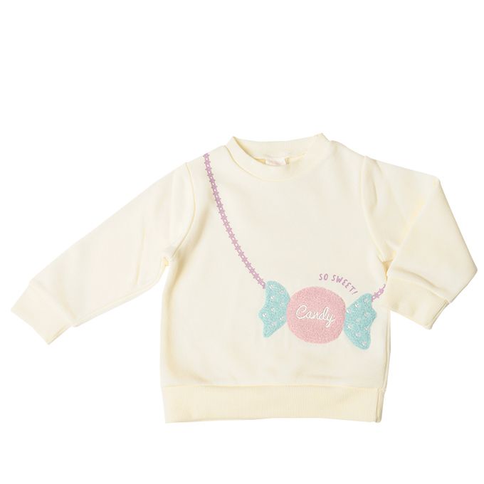 akachan honpo - 長袖休閒上衣-小包包風 糖果-米白色