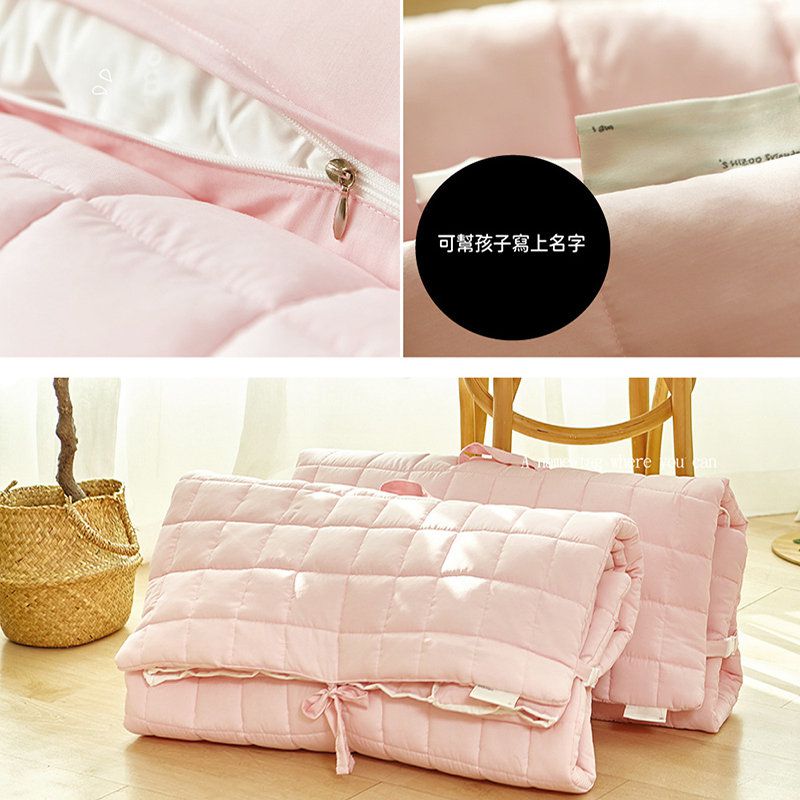 正韓Hello HiZoo - 純手工製莫代爾防蟎抗菌彩虹兒童睡袋(枕頭+睡墊+被子)-天使粉