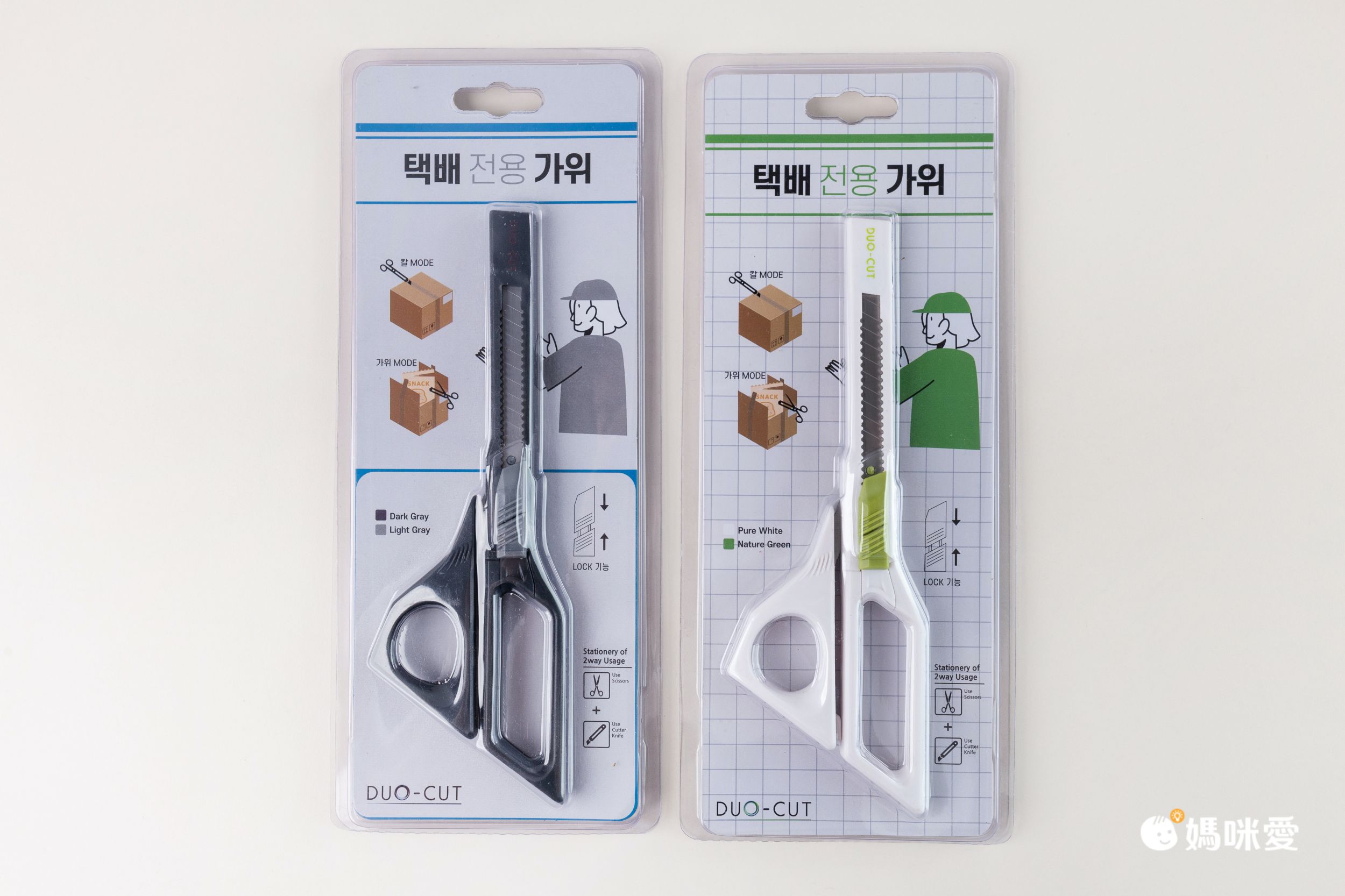 韓國代購 - DUO-CUT 開箱神器 2in1 剪剪刀/刀片-白X藍 (200mm x 70mm)