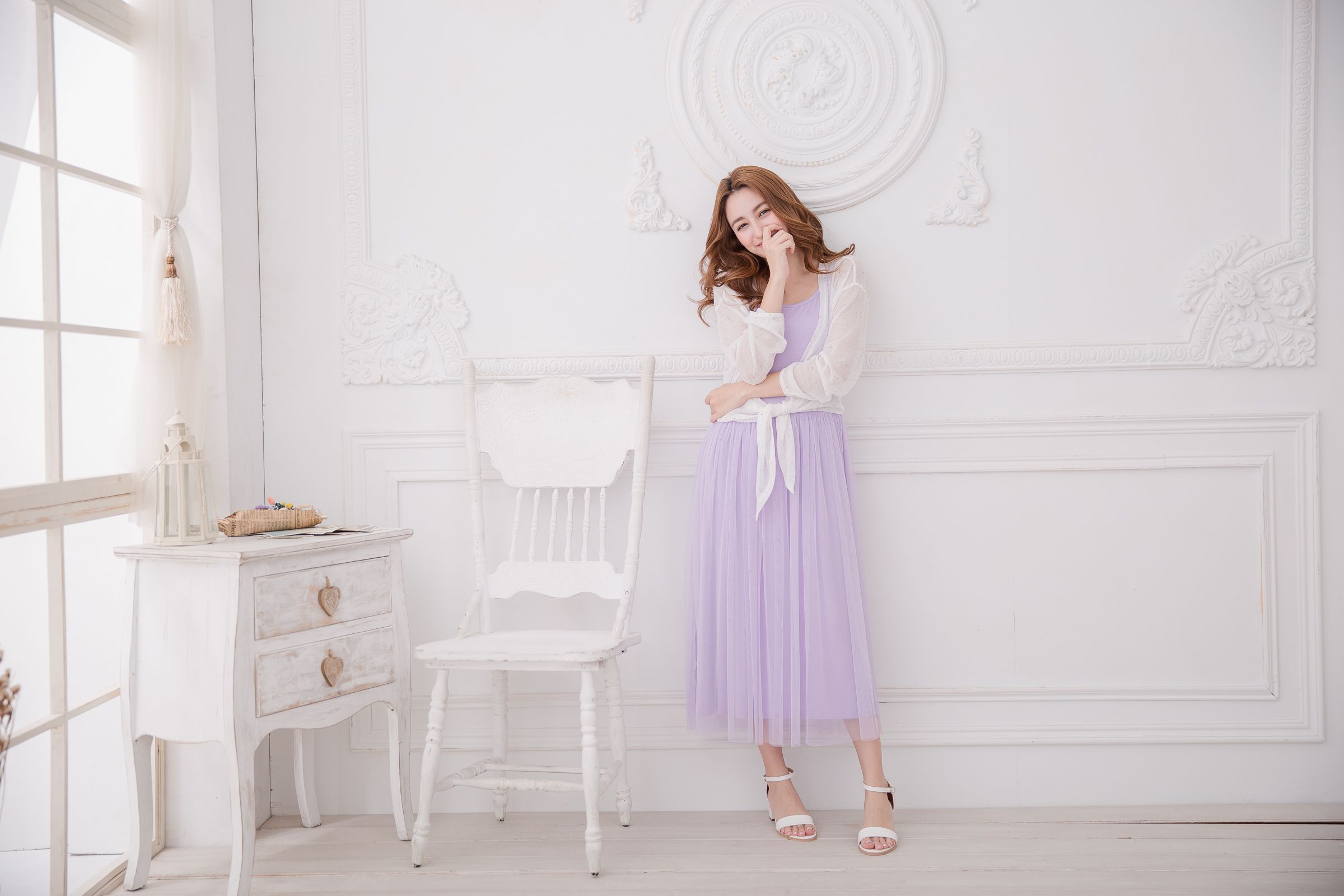 Peachy - 獨家訂製綿柔連身紗裙-細肩帶連身款-薰衣草紫 (F)