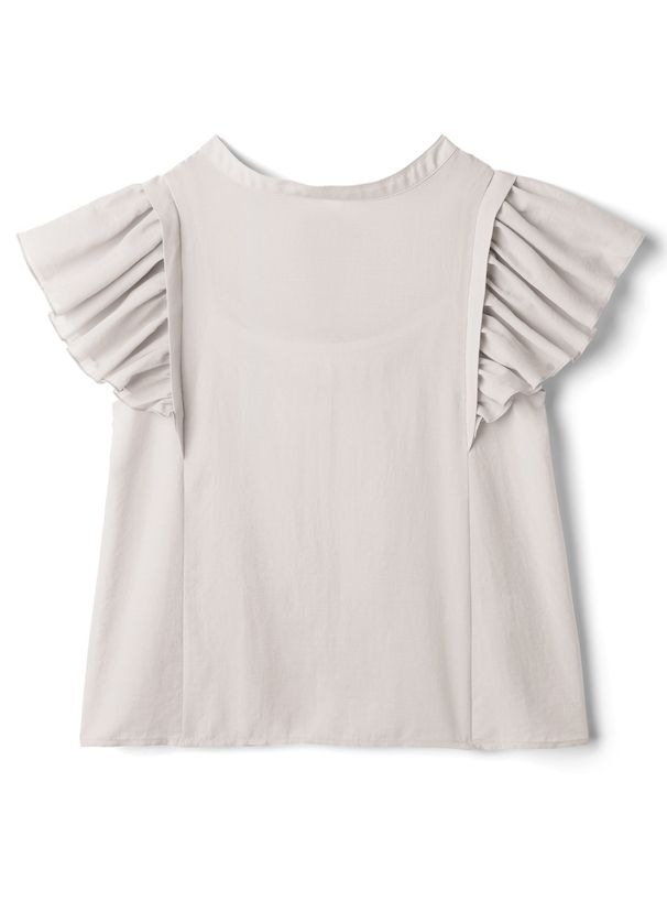 日本 GRL - 絕美後綁帶荷葉袖上衣-星塵粉