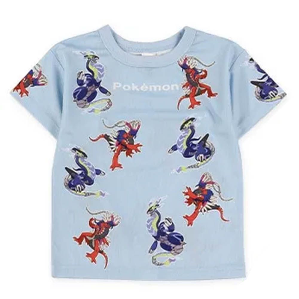 寶可夢限定 清爽網眼印花短袖上衣-淺藍