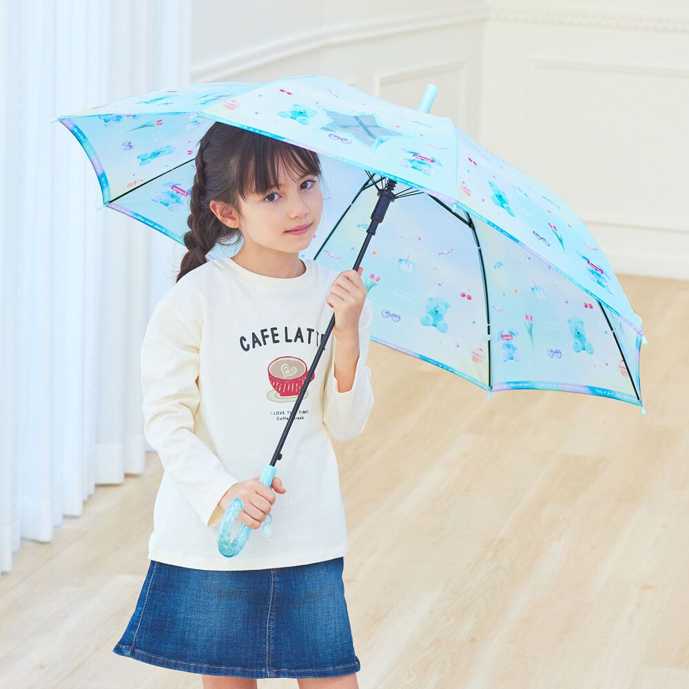 日本中谷 - 透明窗設計兒童雨傘/直傘-少女房間-粉紫 (55cm(身高130cm以上))