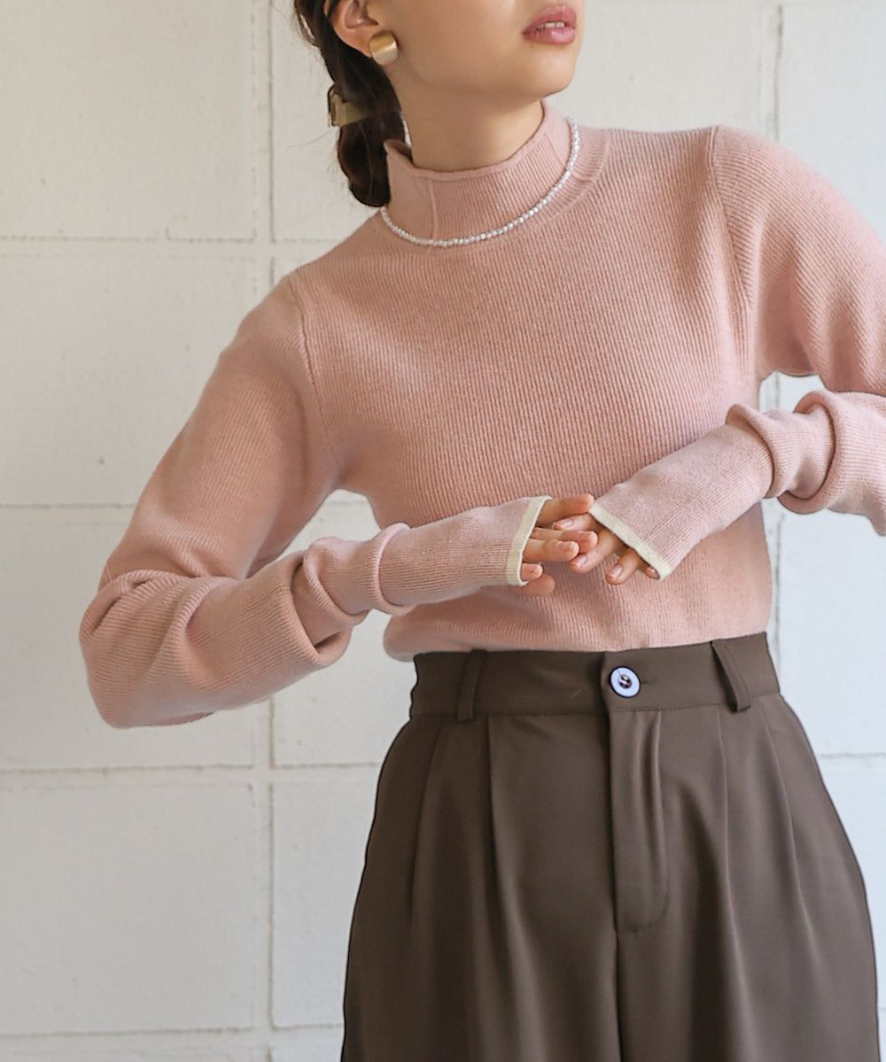 日本 Bab - 高級感小立領彈性針織上衣-象牙