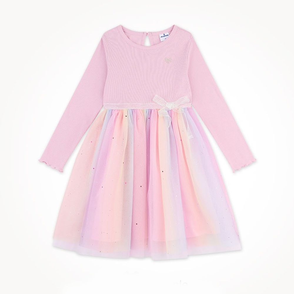 閃閃歐若拉網紗公主洋裝-粉