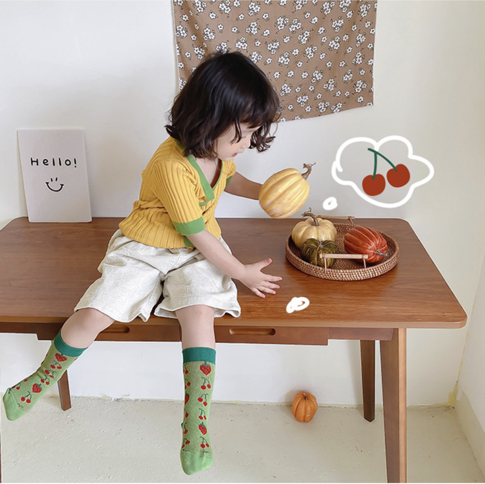 秋季卡通小熊中筒襪(4雙一組）