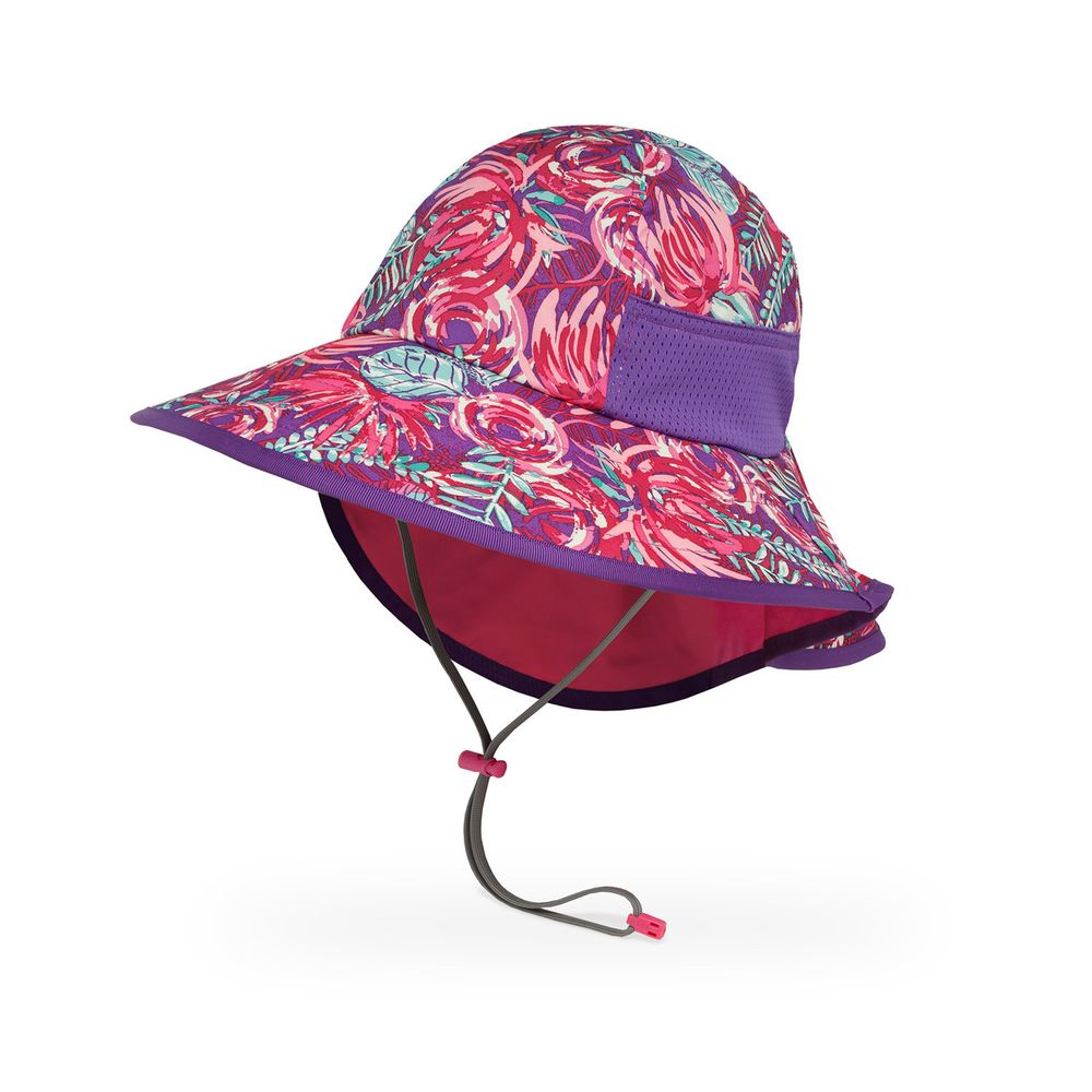 Sunday Afternoons - 兒童防曬帽-兒童抗UV防潑透氣護頸帽Kids Play Hat-紫紅繁花