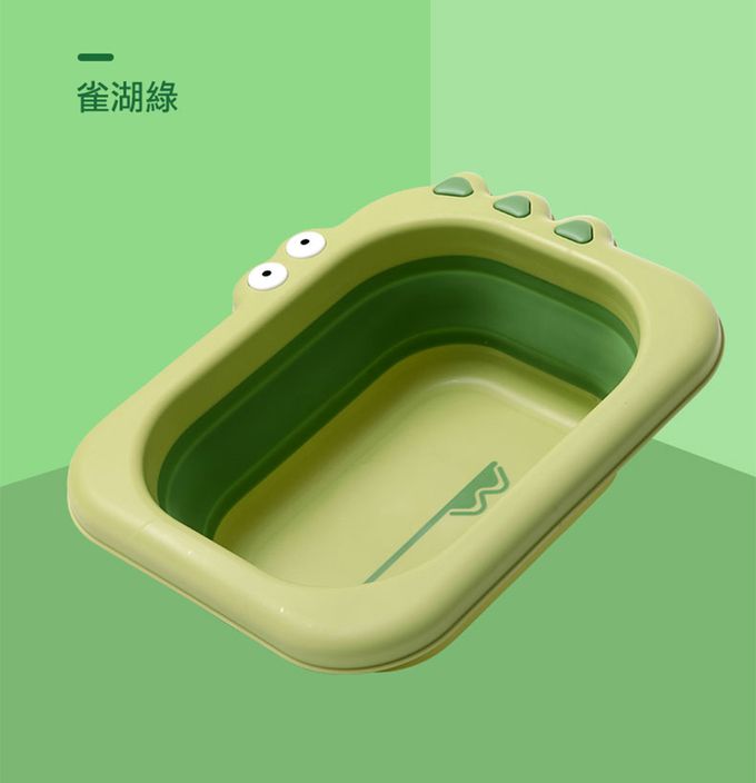 Babyhood - 小鱷魚折疊小臉盆 2色可選 (折疊後僅2.8cm)-黃色