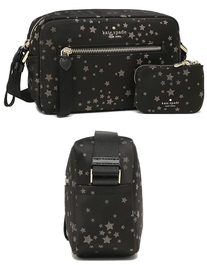 kate spade - 星星尼龍斜背包-黑