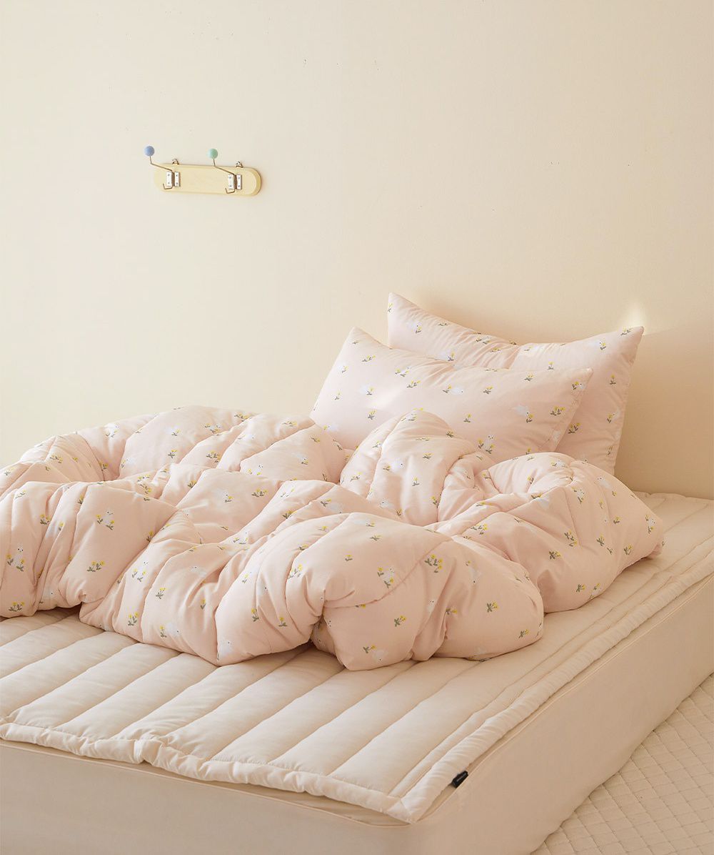 韓國 Maatila - 可水洗超細纖維桃皮感四季被-粉紅小兔