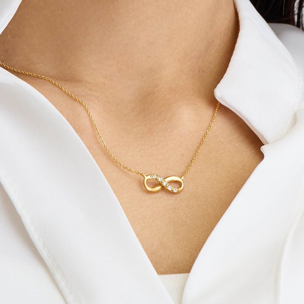 無限永恆水鑽細緻項鍊-金