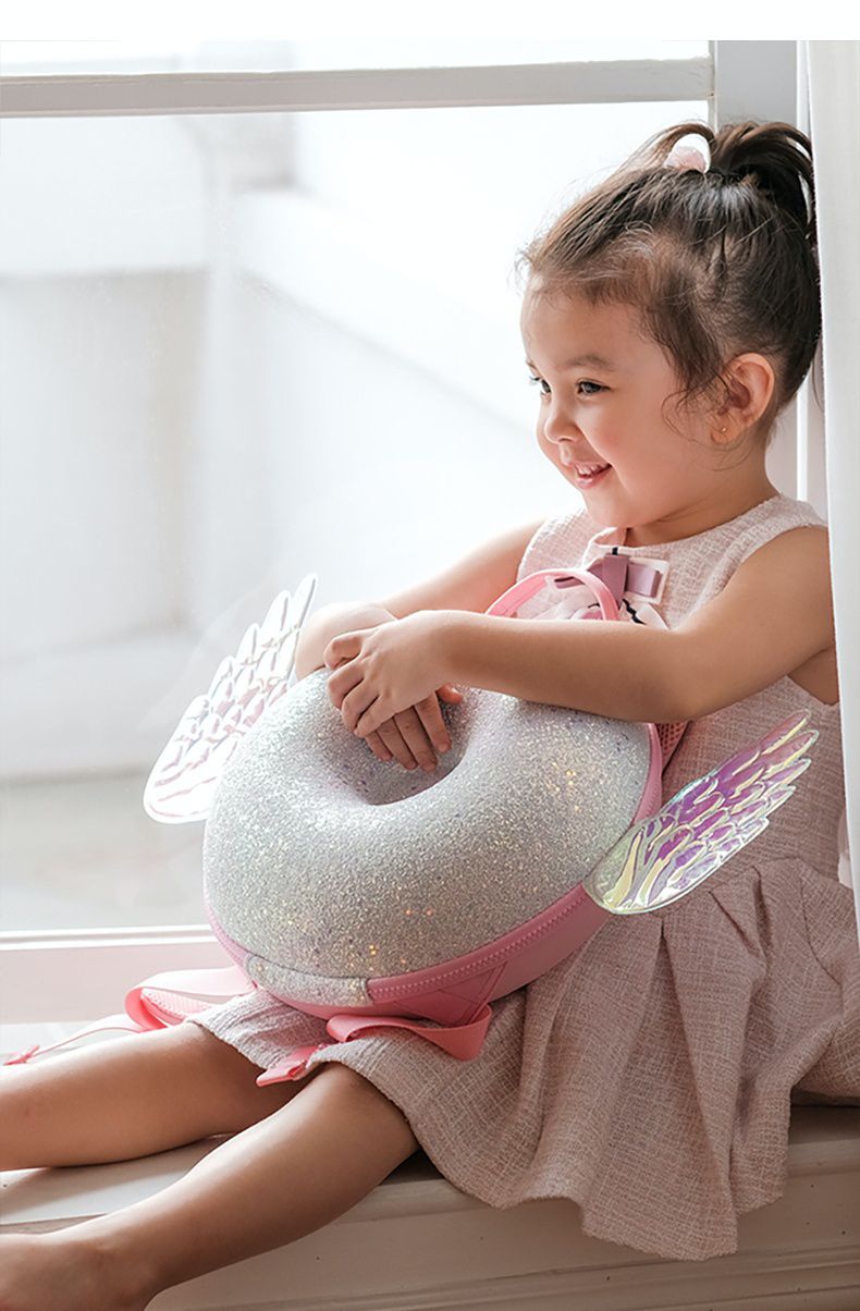 透氣減壓兒童後背包/甜甜圈包-彩虹-粉色 (27.7x12.6x11.5cm)-適合3歲以上