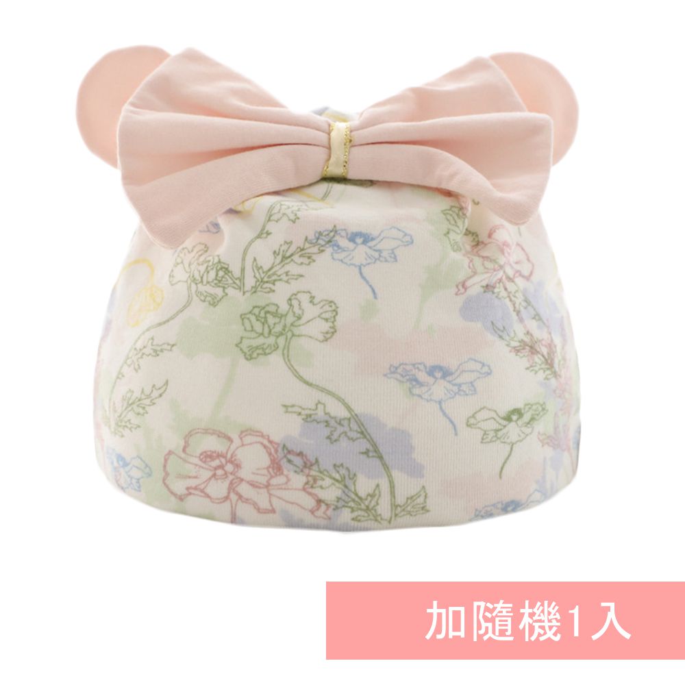 2入-蝴蝶結雙層胎帽 典雅女寶新生兒帽子-太陽花+隨機一入 (帽圍31cm)