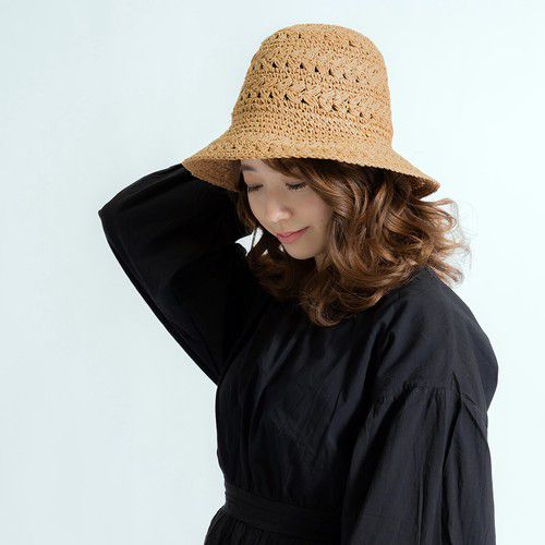 日本 Chepeli - 鐘型手工編織遮陽帽-麻花編織-卡其