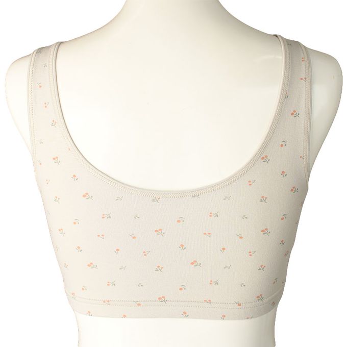 akachan honpo - 半截式內衣-前開式  小花-灰色