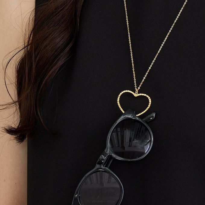 日本 Melody Accessory - 典雅心型2way長項鍊/眼鏡鍊-金