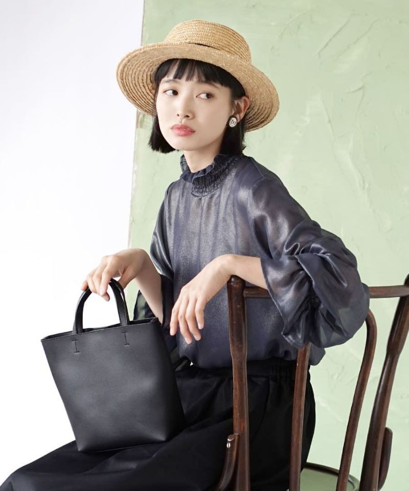 日本 zootie - 質感光澤微透膚雪紡小高領長袖上衣-薄荷