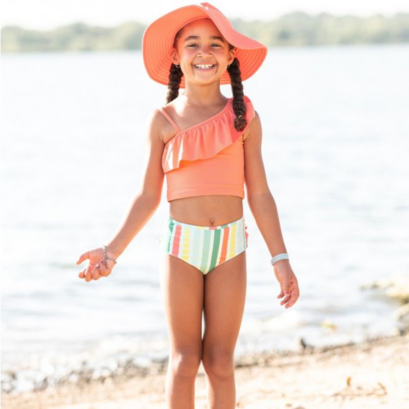 美國 RuffleButts - 嬰幼兒UPF 50+防曬遮陽帽-珊瑚橘