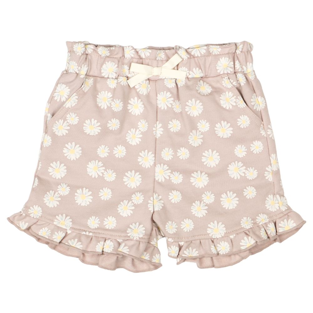 短褲-下擺荷葉邊-粉紅色