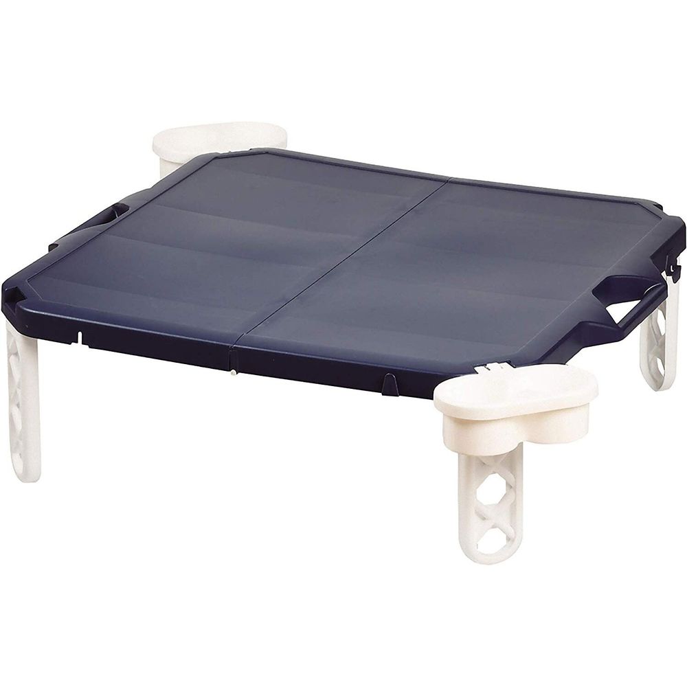 日本 Pearl 金屬 - 日本製輕巧折疊野餐小方桌(附杯架)耐重4kg-海軍藍 (63x63x22.5cm)