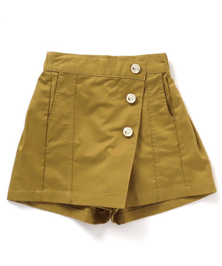 日本 apres les cours - 小奢華金屬鈕扣俏麗褲裙-棕色