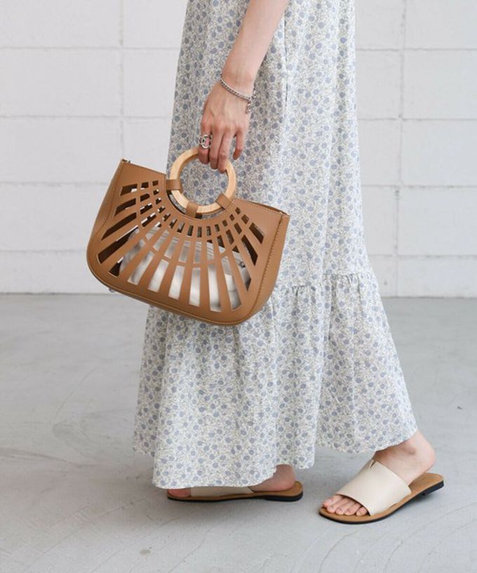 日本 Bab - 2way夏日竹柄鏤空手提/側背包-棕