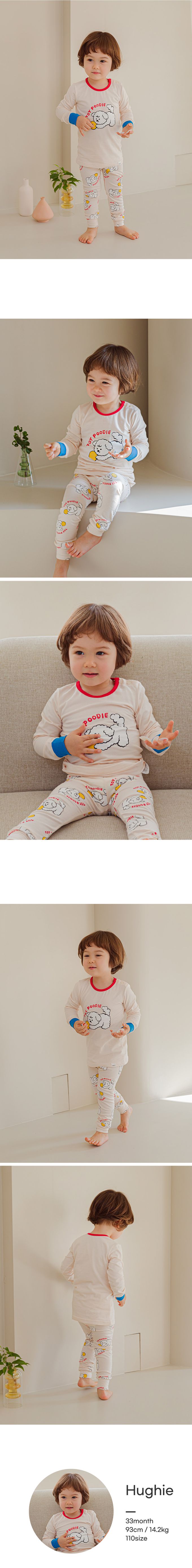 韓國 Cordi-i - 無螢光40支棉彈性長袖家居服-玩具貴賓-米