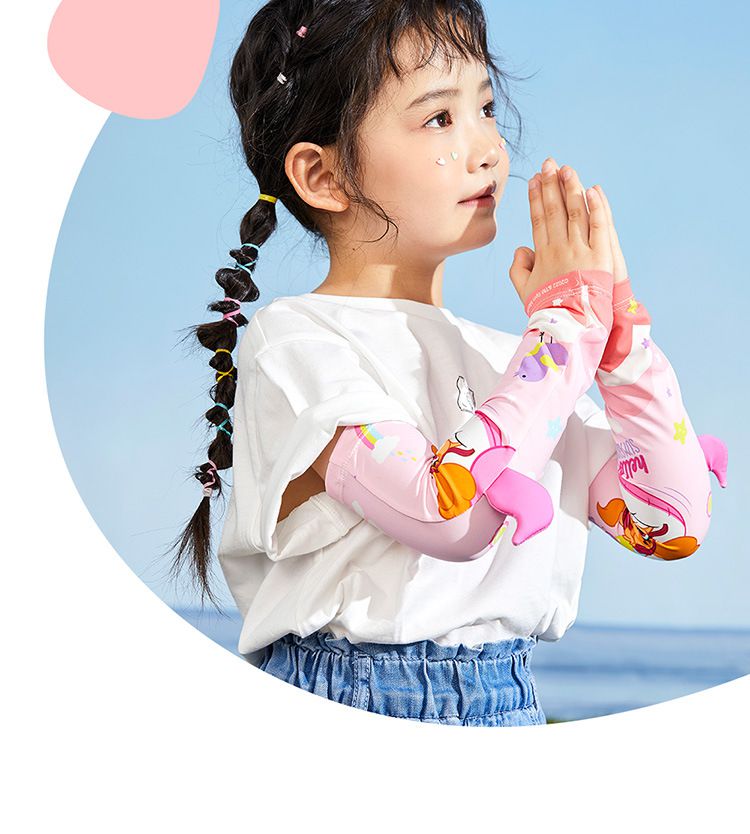 卡通汪汪隊冰絲兒童防曬袖套-卡通人物阿奇+鯨魚-藍色 (9x31.5x7.5cm)